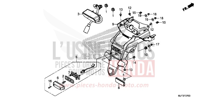 TAILLIGHT for CTX700 ABS DARKNESS BLACK METALLIC (NH463) from 2014